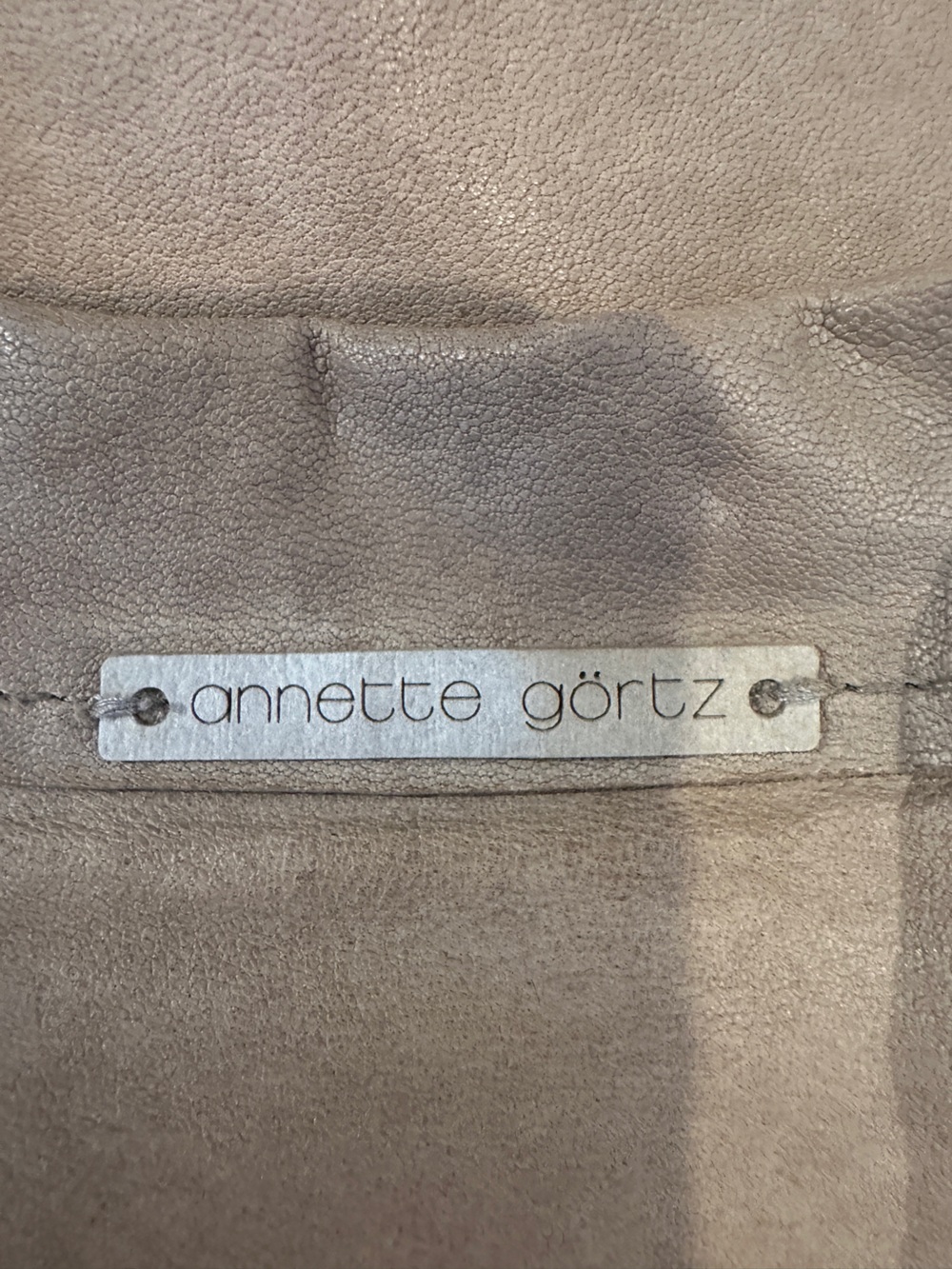 Annette Görtz Vibi 100% Lamb Leather Wrap Jacket Taupe EU 38 US 8 Germany - Picture 12 of 13